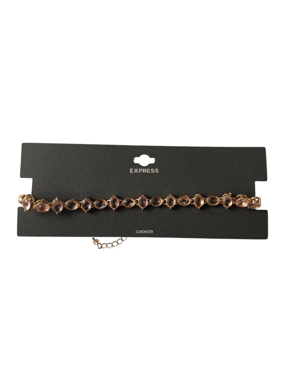 Express Choker Necklace Faceted Pink Glass Stones Rose Gold